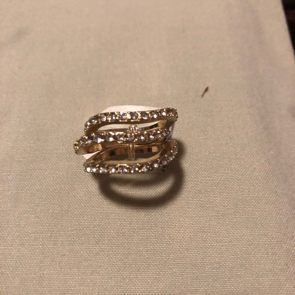 Rhinestone gold overlay ring.